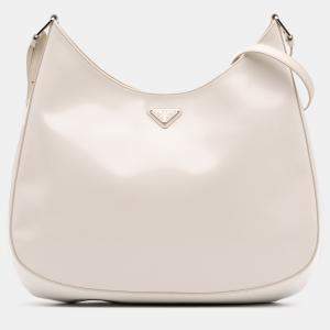 Pre Owned Prada White Maxi Spazzolato Cleo Crossbody