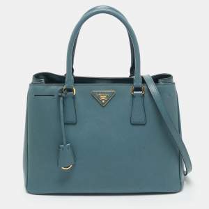Pre Owned Prada Navy Blue Saffiano Leather Medium Open Tote