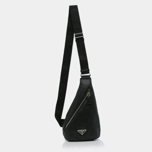 Pre Owned Prada Black Cross Leather Bag