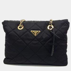 Pre Owned Prada Black Nylon Re-Edition 1995 Re-Nylon Chain Shoulder Bag