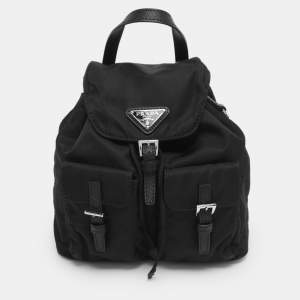 Pre Owned Prada Black Nylon Mini Chain Crossbody Bag