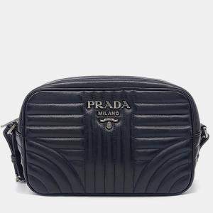 Pre Owned حقيبة كروس بودي برادا دياجرام جلد عجل ناعم أسود