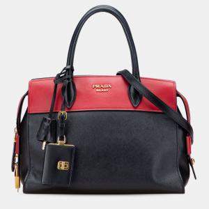 Pre Owned Prada Black Saffiano and City Calf Esplanade Satchel