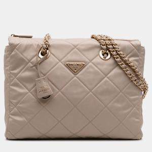 Pre Owned Prada Brown Medium Re-Nylon Re-Edition 1995 Chaine Shoulder Bag