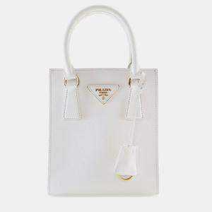 Pre Owned Prada White Mini Saffiano Lux Tote