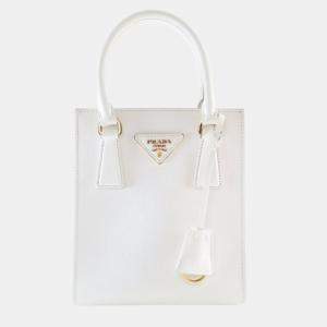 Pre Owned Prada Mini White Saffiano Tote