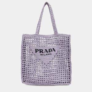 Pre Owned Prada Purple Raffia raffia shoulder bag