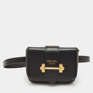Pre Owned Prada Black Leather Cahier Belt Bag