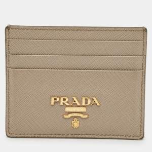 مملوكة مسبقًا حامل بطاقات برادا جلد ميتال رصاصي سافيانو شعار