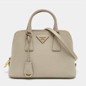 Pre Owned Prada Beige Saffiano Leather Small Promenade Satchel