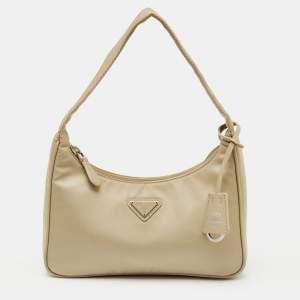Pre Owned Prada Beige Nylon Re-Edition 2000 Shoulder Bag