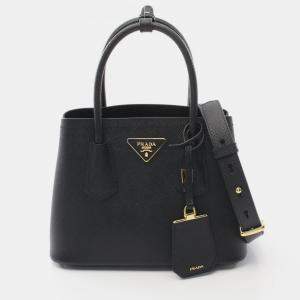 مملوكة مسبقًا Prada Saffiano Cuir Black Saffiano Leather Shoulder Bag