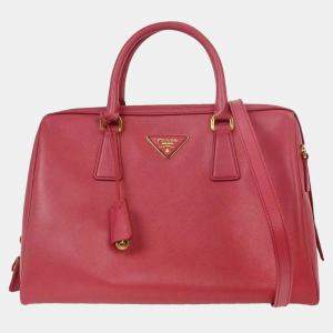 Pre Owned Prada Pink Leather 2way Handbag