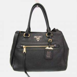 Pre Owned Prada Vitello Phenix Leather Handbag Black