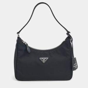 Pre Owned Prada Black Nylon Re-Nylon Hobo Bag