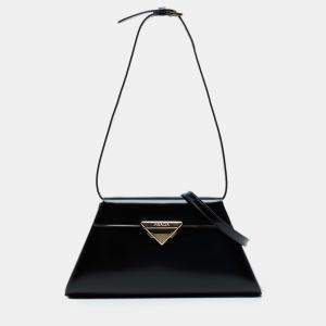 Pre Owned Prada Black Medium Brushed Leather Satchel