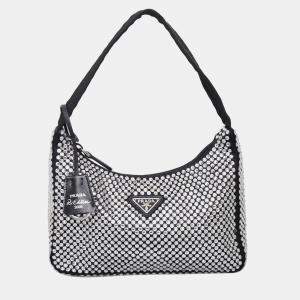 Pre Owned Prada Re-Edition 2000 Satin Mini Crystal Bag