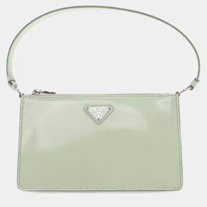 Pre Owned Prada Green Brushed Leather Shoulder Bag
