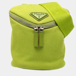 Pre Owned حقيبة كروس بودي برادا قماش أخضر بسحاب