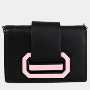 Pre Owned Prada Black/Pink Leather City Ribbon Plexi Bag