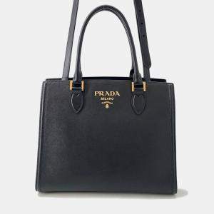 Pre Owned Prada 2Way Tote Bag Black Saffiano Leatherleather