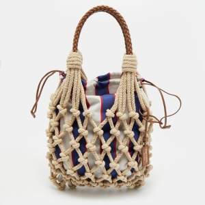 مملوكة مسبقًا Prada Noué Medium Beige/Brown Cord Fabric Bag