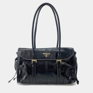 مملوكة مسبقًا Prada Medium Leather Shoulder Bag Black