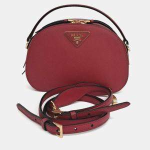 Pre Owned Prada Red Leather Saffiano Odette Bag