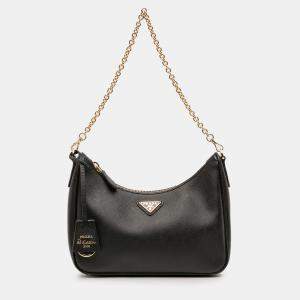 مملوكة مسبقًا Prada Black Saffiano Re Edition 2005 Satchel