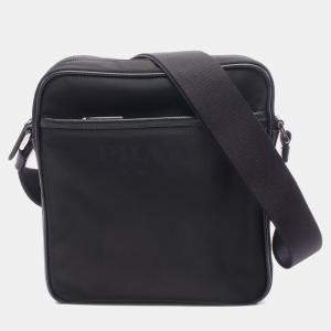 مملوكة مسبقًا حقيبة كروس برادا نايلون جلدية سوداء