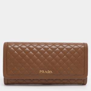 مملوكة مسبقًا محفظة برادا جلد مبطن بني قارية