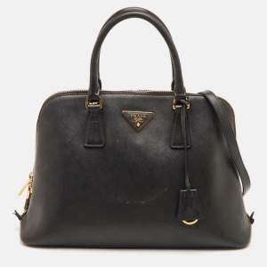 مملوكة مسبقًا Prada Promenade Medium Black Saffiano Cuir Leather Satchel
