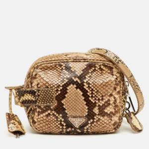 Pre Owned Prada Beige/Brown Python Crossbody Bag
