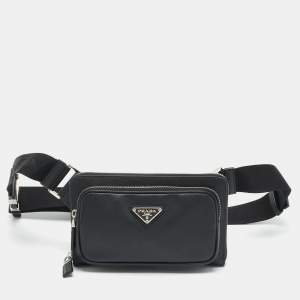 مملوكة مسبقًا Prada Travel Black Saffiano Lux Leather Belt Bag