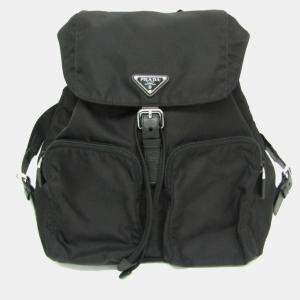 Pre Owned Prada TESSUTO Nylon Leather Backpack Black