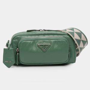 Pre Owned Prada Green Nappa Antique Multi Pocket Crossbody