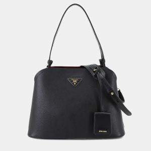 Pre Owned Prada Matinee Black Saffiano Leather Shoulder Bag