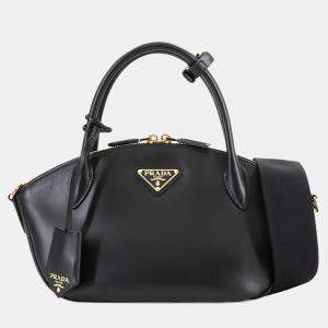 Pre Owned Prada City Zip Black Leather Shoulder Bag