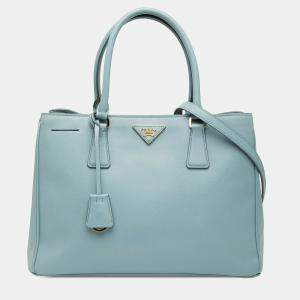 Pre Owned Prada Blue Medium Saffiano Lux Galleria Satchel