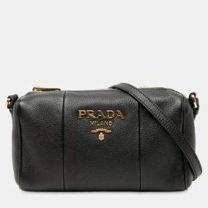 Pre Owned Prada Black Mini Vitello Phenix Crossbody