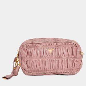 Pre Owned Prada Mauve Nappa Gaufre Leather Crossbody Bag