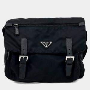 Pre Owned Prada Black Fabric Messenger Bag