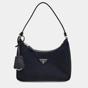 مملوكة مسبقًا Prada Black Nylon Re-Nylon Hobo Bag