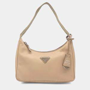 Pre Owned Prada Beige Nylon Tessuto Hobo Bag