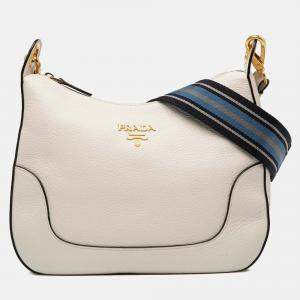 مملوكة مسبقًا Prada White Vitello Phenix Crossbody