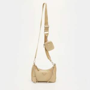 Pre Owned Prada Re-Edition 2005 Desert Beige Tessuto Nylon Shoulder Bag