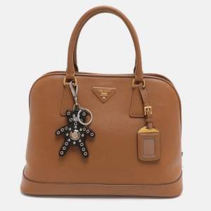 مملوكة مسبقًا Prada Open Promenade Brown Saffiano Lux Leather Satchel