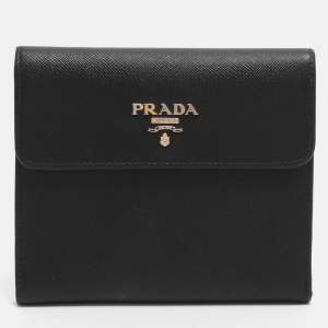 مملوكة مسبقًا Prada Black Saffiano Lux Leather Bifold Wallet