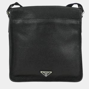 Pre Owned Prada Black Leather Shoulder Bag