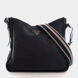 مملوكة مسبقًا Prada Medium Vitello Daino Black Crossbody Bag